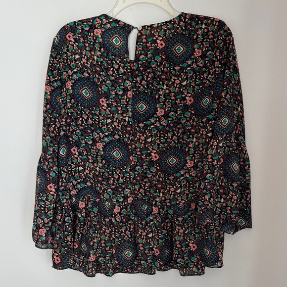J. Crew women’s geometric Multicolor Floral peplum top Blouse size small EUC - Picture 11 of 12